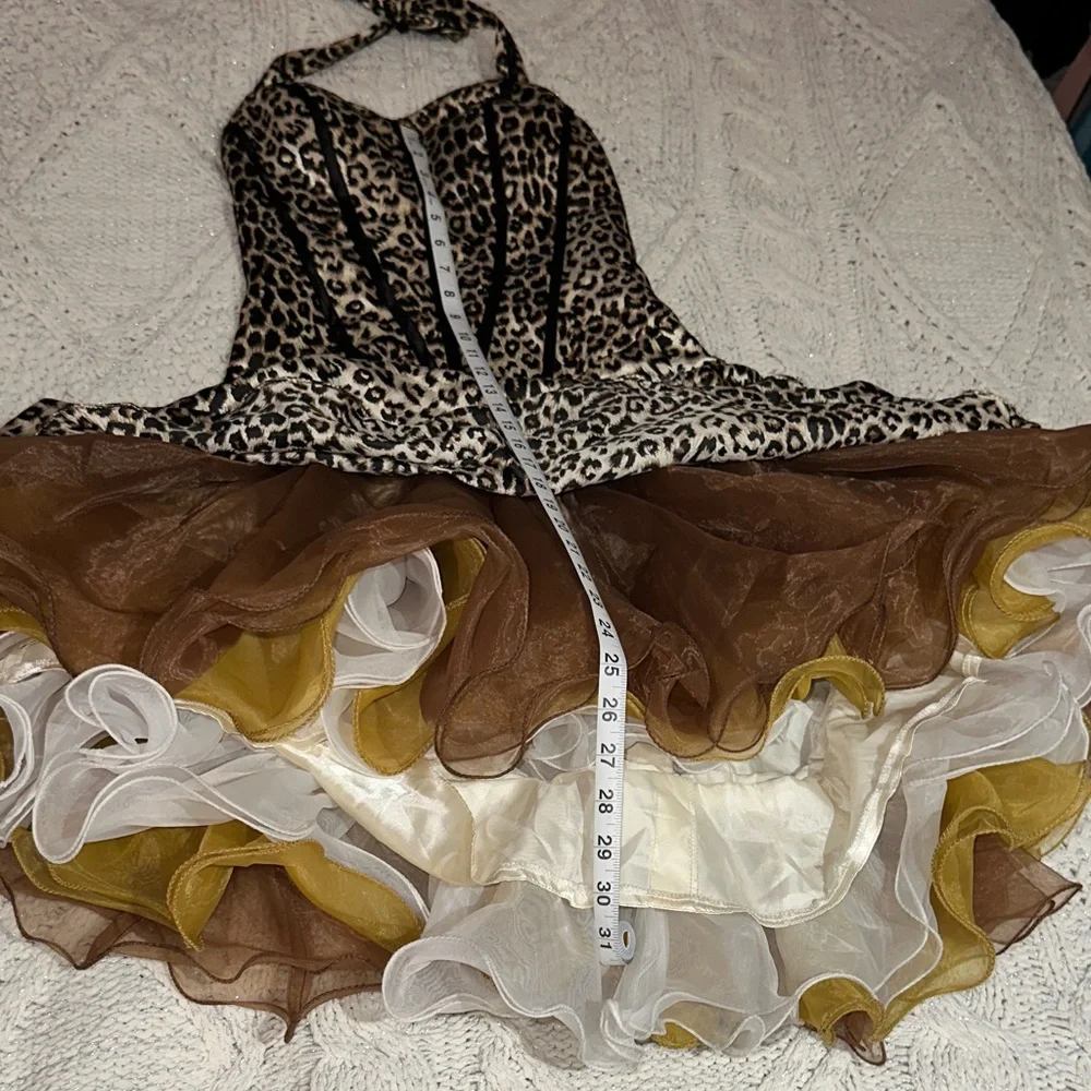 Leopard Print Halter corset Dress with Ruffled tutu Skirt (Padded bra) - Picture 10 of 15